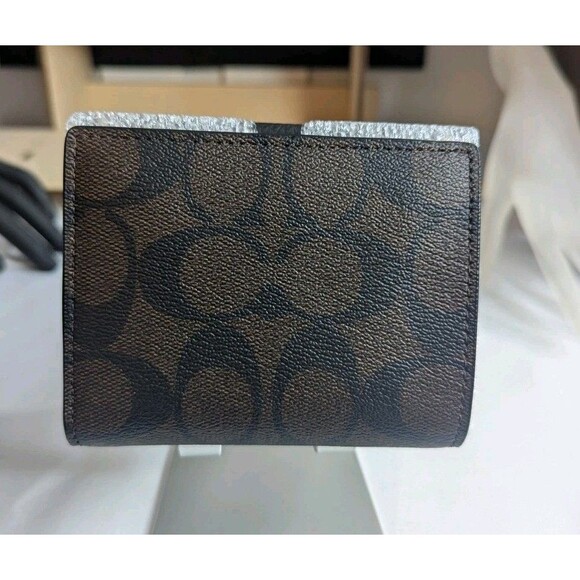 Coach Small Morgan Wallet With Rivets -  Brown/Black Signature Canvas, Leather - Picture 2 of 9